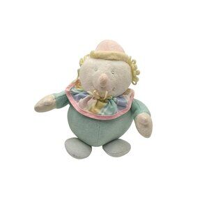 Vintage Eden Pastel Plush Clown Doll With Ruffled Collar Soft Toy For Kids Or Co